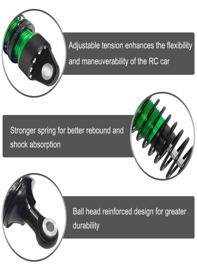 LRFHL RC Shock Absorber Set Aluminum Adjustable Shock Damper for Arrma 1/18 Granite Grom 1/16 Mojave Grom 1/14 Typhon Grom RC Truck Upgrade Parts (4PCS, Green) - Image 4